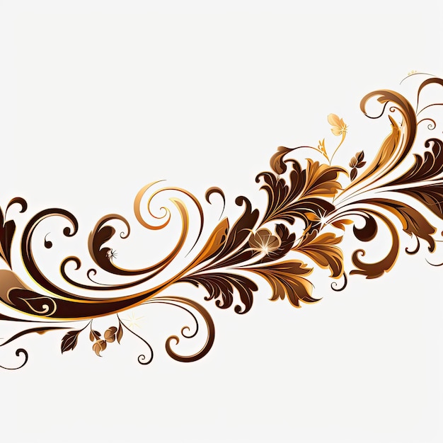 Photo brown gold luxury decorative filigree elaborate on white background ai generated