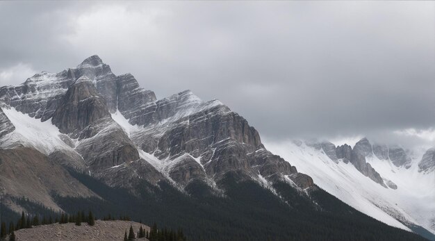 Brown and gray rocky mountain under white cloudy sky during daytime Generative AI