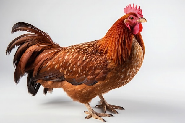 Brown hen isolated on white background