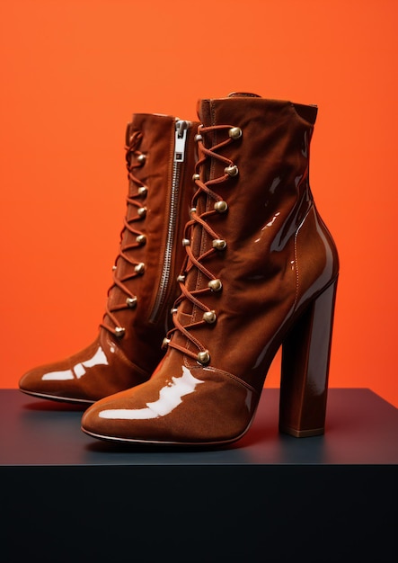 Brown highheeled boots pop fashion style