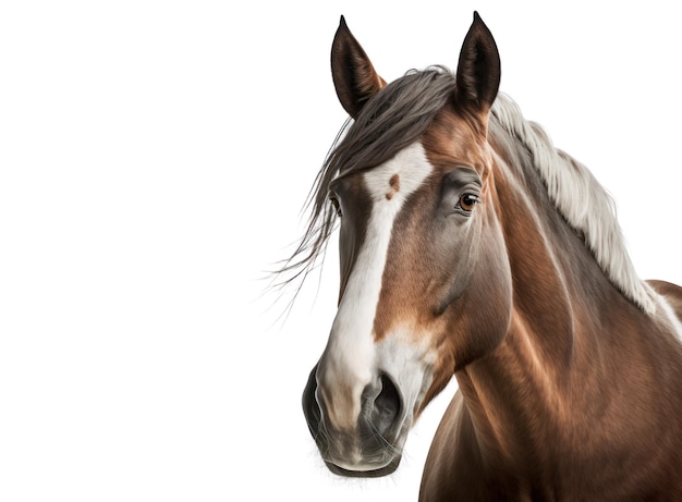 A brown horse with a white spot on its face