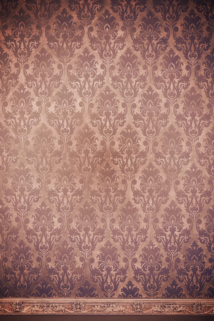 Photo brown interior of vintage room with pattern elements. retro vintage interior. rococo period
