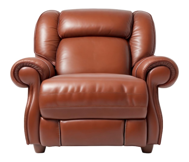 Brown leather armchair isolated on white background AI Generated