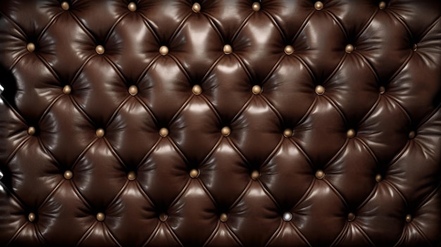 Brown leather background with gold ball buttons