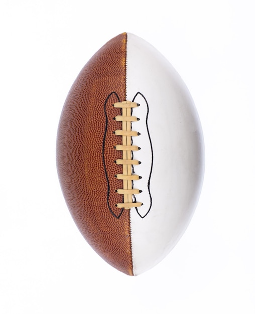 Photo brown leather ball for american football on white background