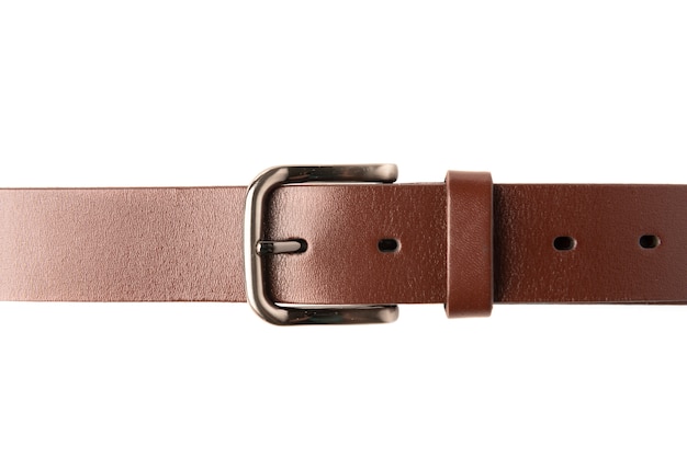 Brown leather belt isolated on white