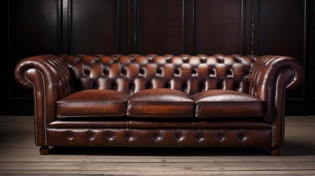 Brown Leather Chesterfield Sofa Luxurious Lounge Meubels voor Thuisleven met een Brits gevoel