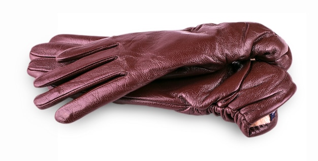 Brown leather female gloves