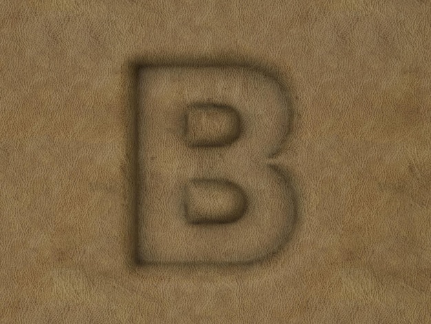 Brown Leather letter B background 3d illustration