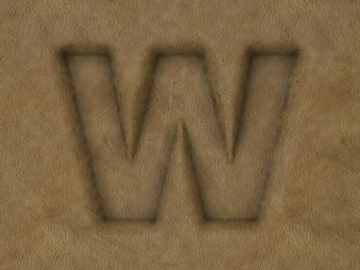Photo brown leather letter w background 3d illustration