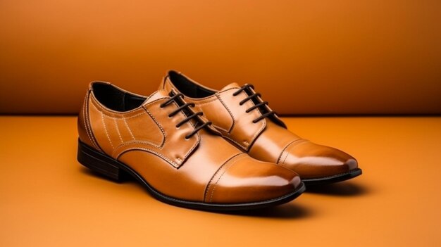 Brown leather shoe for men