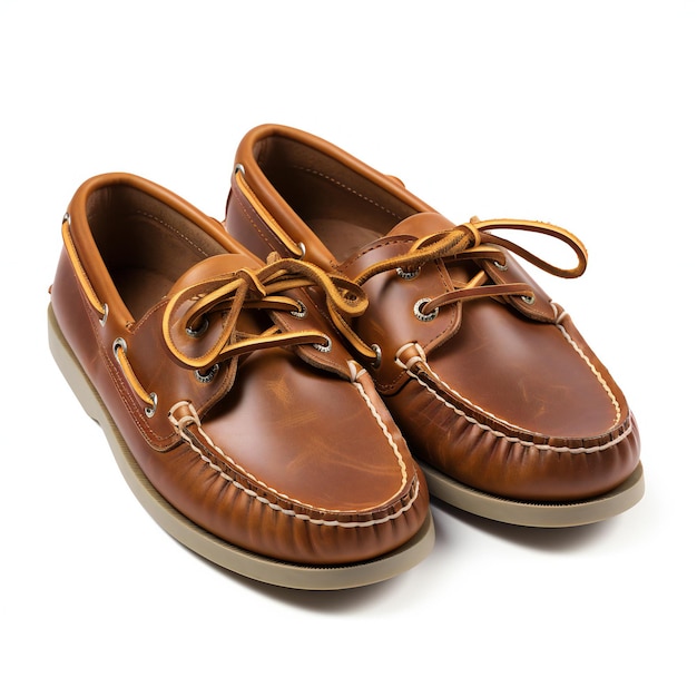 Brown leather shoes isolated on a white background