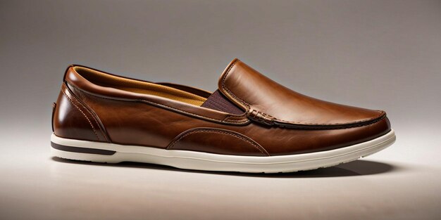 Brown leather slipon mens shoes fashion