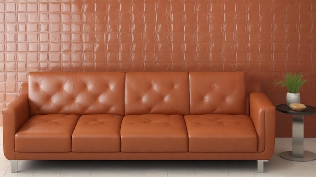 Foto un divano di pelle marrone.