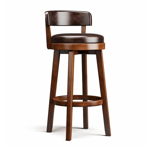 Photo brown leather swivel bar stool photorealistic rendering