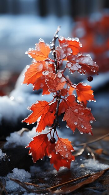 Фото Коричневые листья на зиме, сгенерированные ии