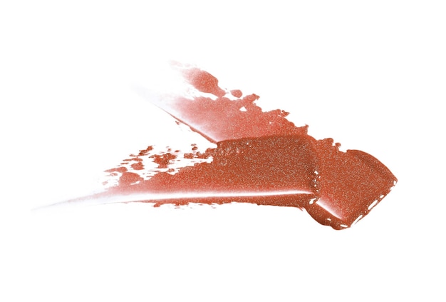 Photo brown lipstick brush stroke isolated on white