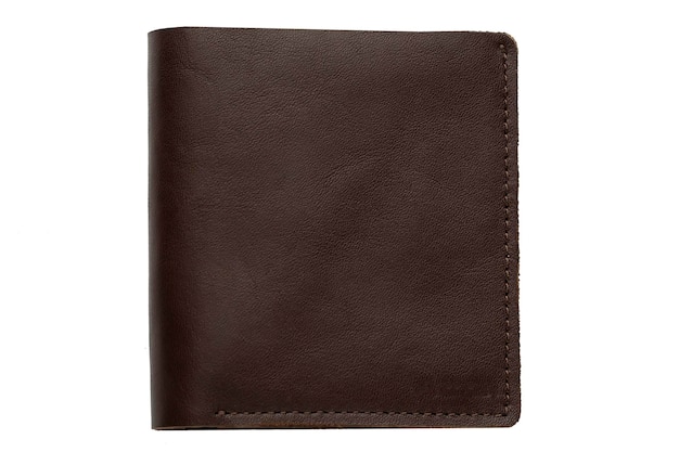 Brown male purse on a white backgroundCompact wallet