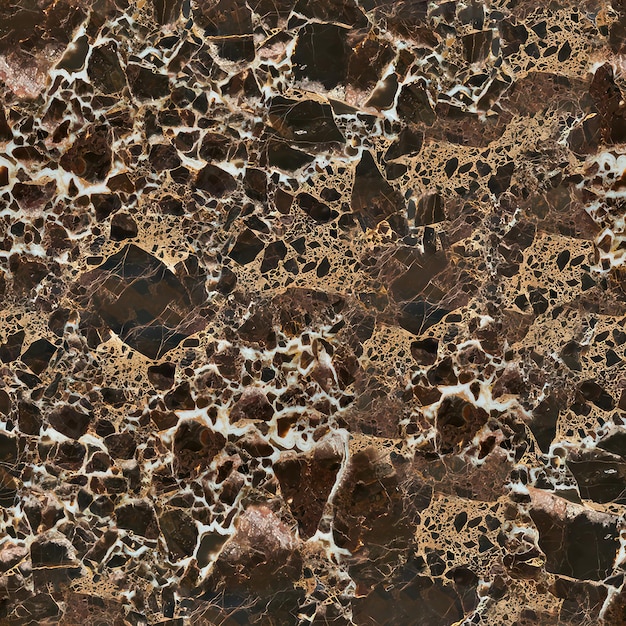 A brown marble with white and black specks on it.