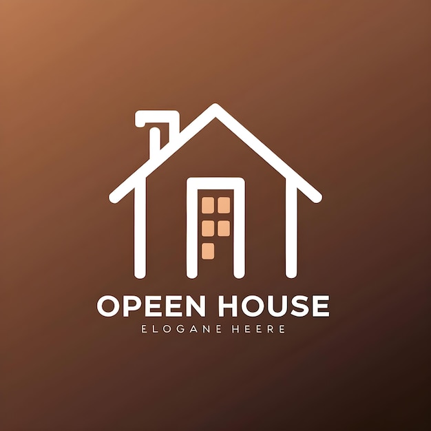 写真 ブラウン・ミニマリスト・ラグジュアリー・ハウスのオープンハウスのロゴ