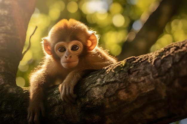 Brown Monkey On Tree Wildlife Branch