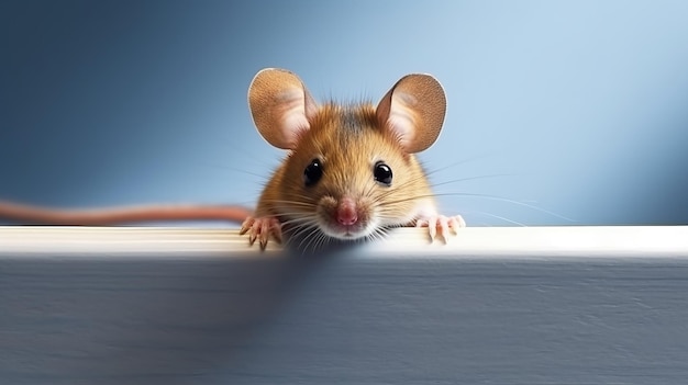 Коричневая мышь подглядывает за Генеративным ИИ