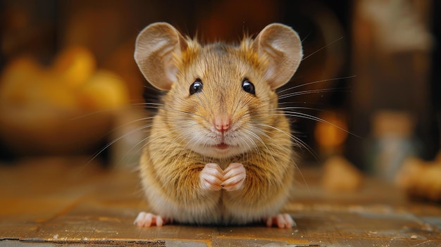 Brown Mouse Sitting on Wooden Floor