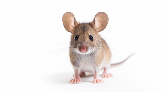 Photo brown mouse on white background precisionism influence and smilecore aesthetics