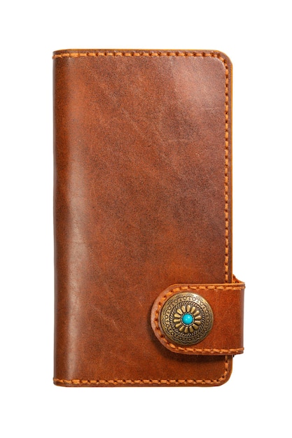 Brown natural leather women wallet
