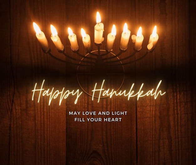 Brown Neon Happy Hanukkah Event Greetings Facebook Post 1