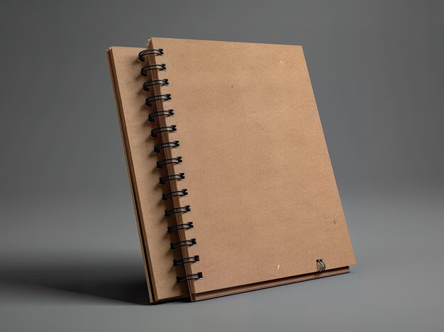 Photo a brown notebook with a spiral bound page png transparent generative ai