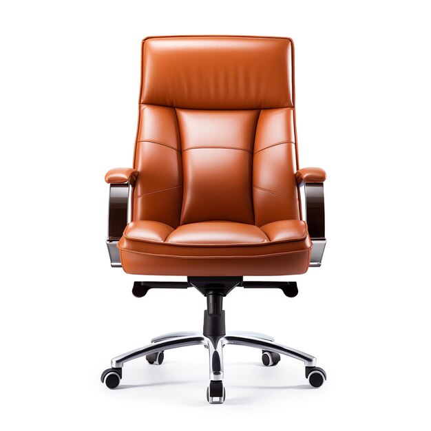 a brown office chair with wheels