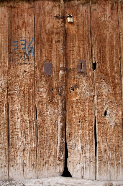 Brown old closed door background