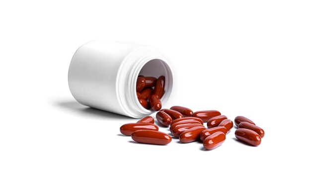 Brown omega 3 capsules isolated.