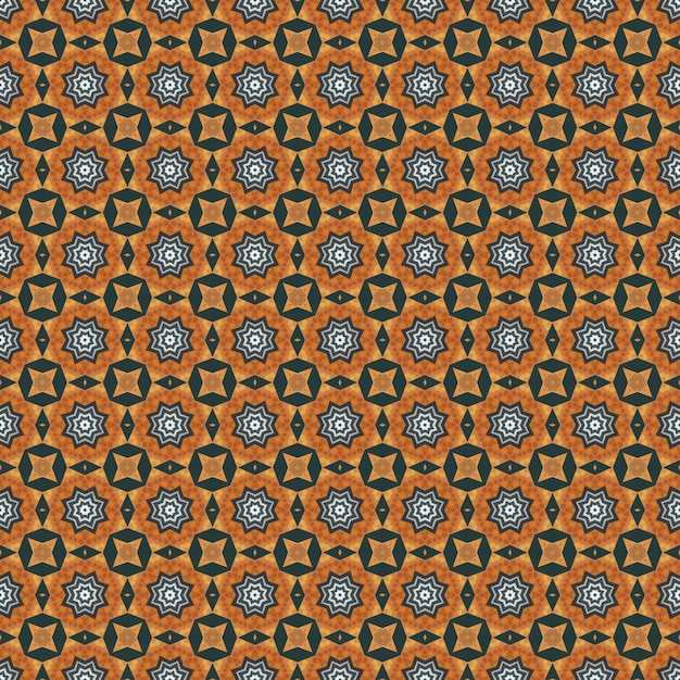 바닥에 회색 별이 있는 갈색과 주황색 패턴.