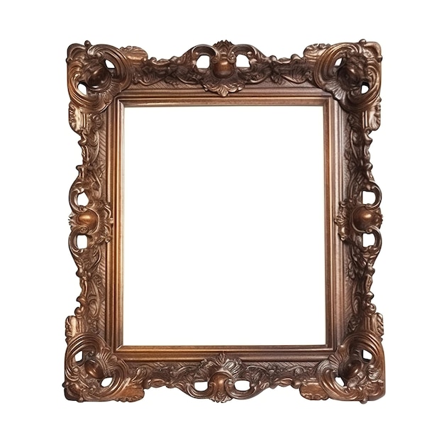 A brown ornate frame with a floral pattern on it.