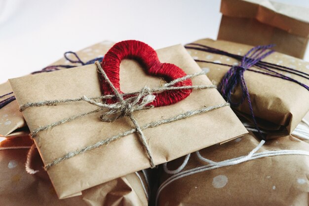 写真 brown packages with a heart