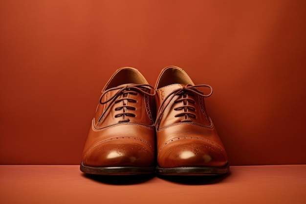 Brown pair shoes banner Generate Ai