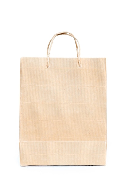 Brown paper bag isolated on white background