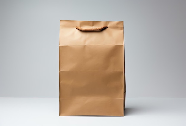 a brown paper bag mockup on a white background