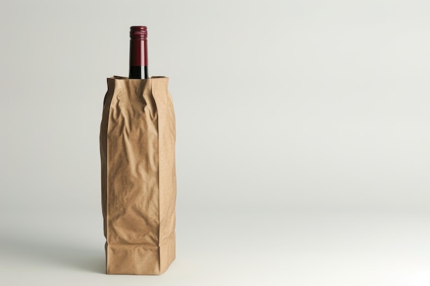 Photo brown paper bag for wine bottles isolated on white