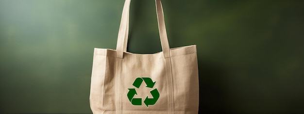 Brown paper bag with green recycling symbol the concept is environmentally friendlyAI Generative AI