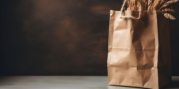 A brown paper bag with a handle