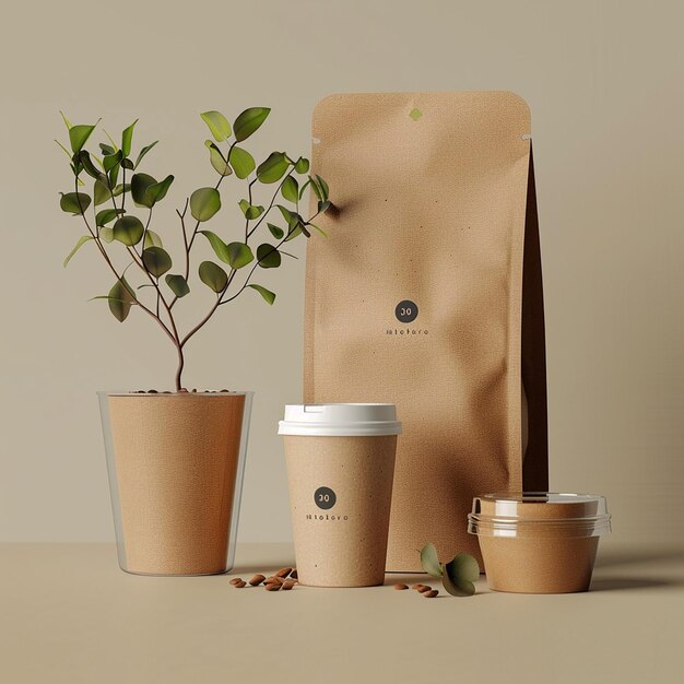 Photo a brown paper bag with a plant growing out of it