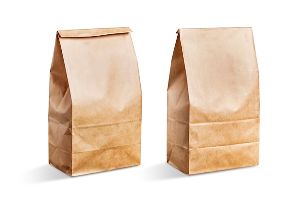 Photo brown paper bag with white background