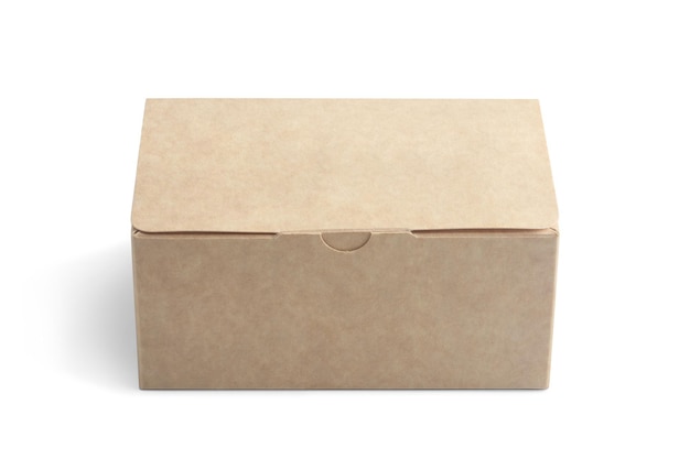 Brown paper box for food package on a white