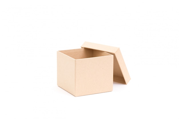 Brown paper box on white