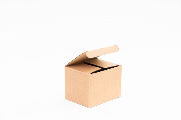 Brown paper box on white