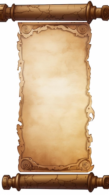 Brown paper scroll wooden frame illustration picture AI Generated art