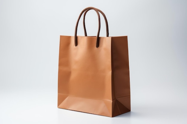 Photo brown paper shopping bag on white background by ai generated